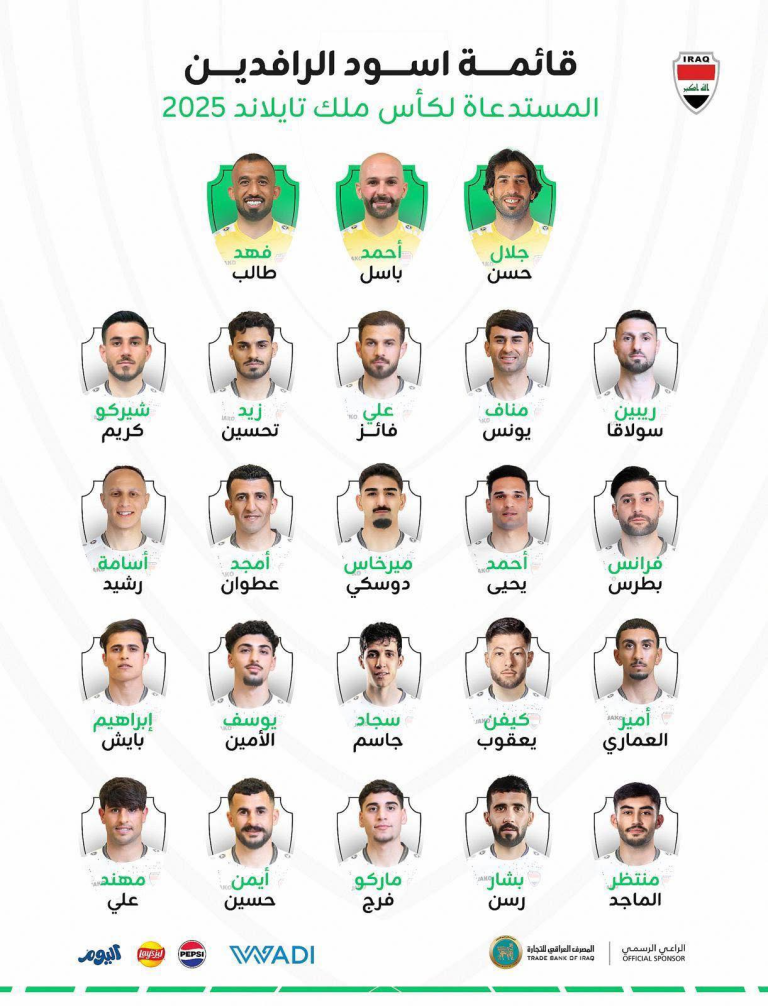 القائمة النهائية للمنتخب الوطني العراقي المشارك في بطولة كأس ملك تايلاند 
